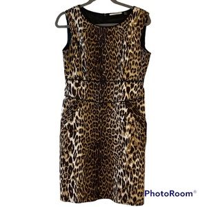 Tahari Sleeveless Chetah Animal Print Career Dress SZ 6